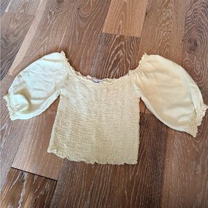 Sea lustre yellow puff sleeve crop top